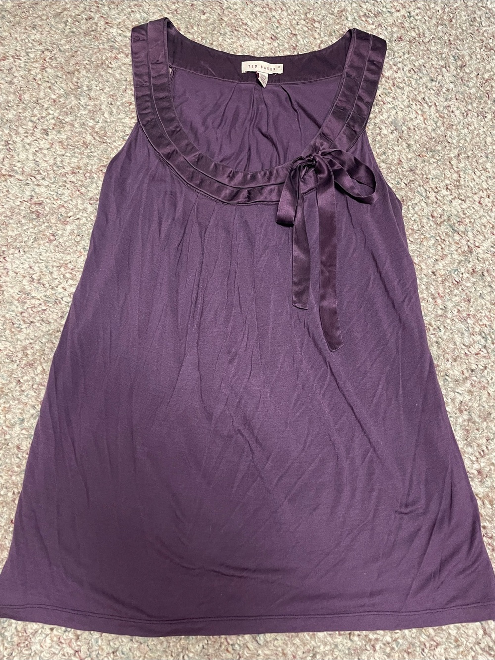 Ted Baker Plum Satin-Trim Sleeveless Camisole with tie Bow neck